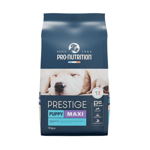 Food for large breed puppy dogs A bag weighing 15 kilograms