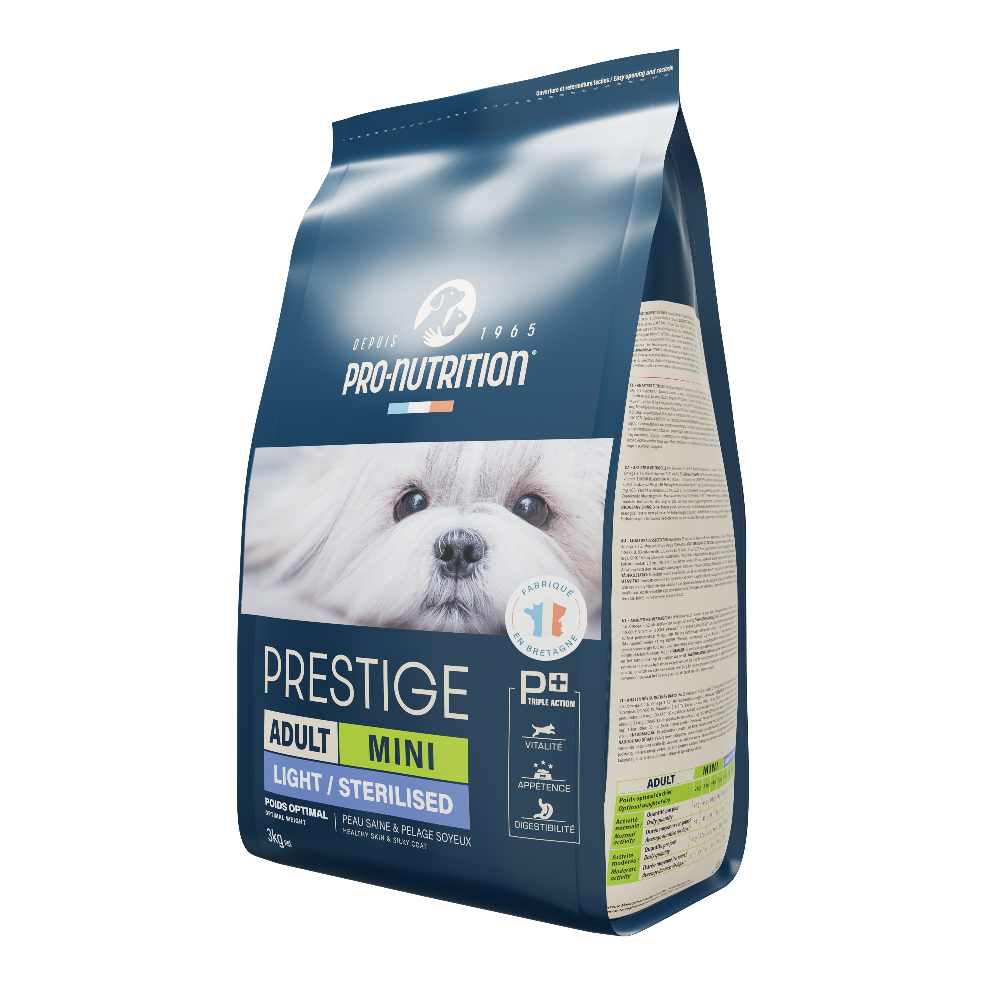 Reduced fat food for small breed dogs 3 kg
