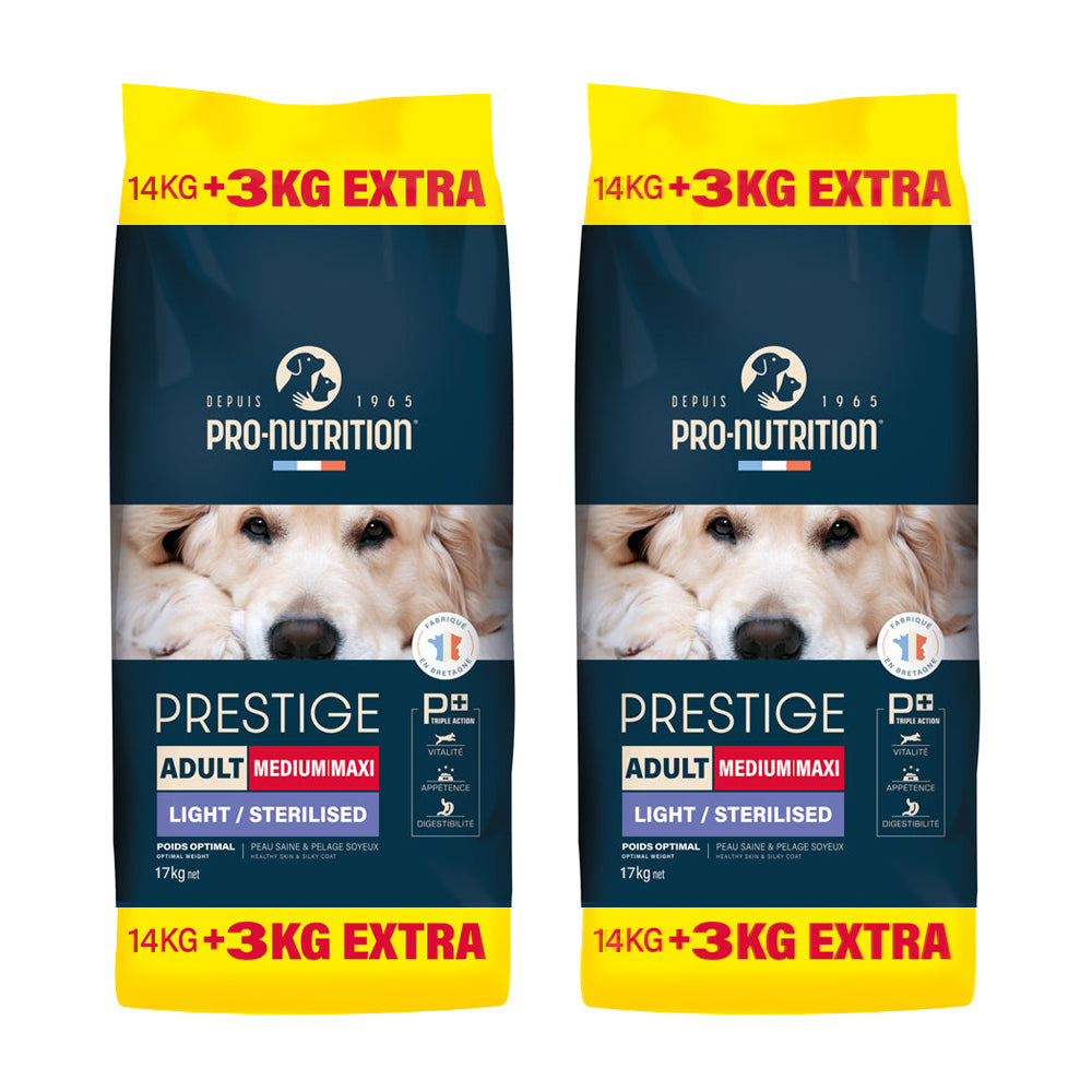 שני שקים במשקל 17 קילוגרם כל אחד אוכל כלבים > אוכל לכלבים בוגרים Pro Nutrition