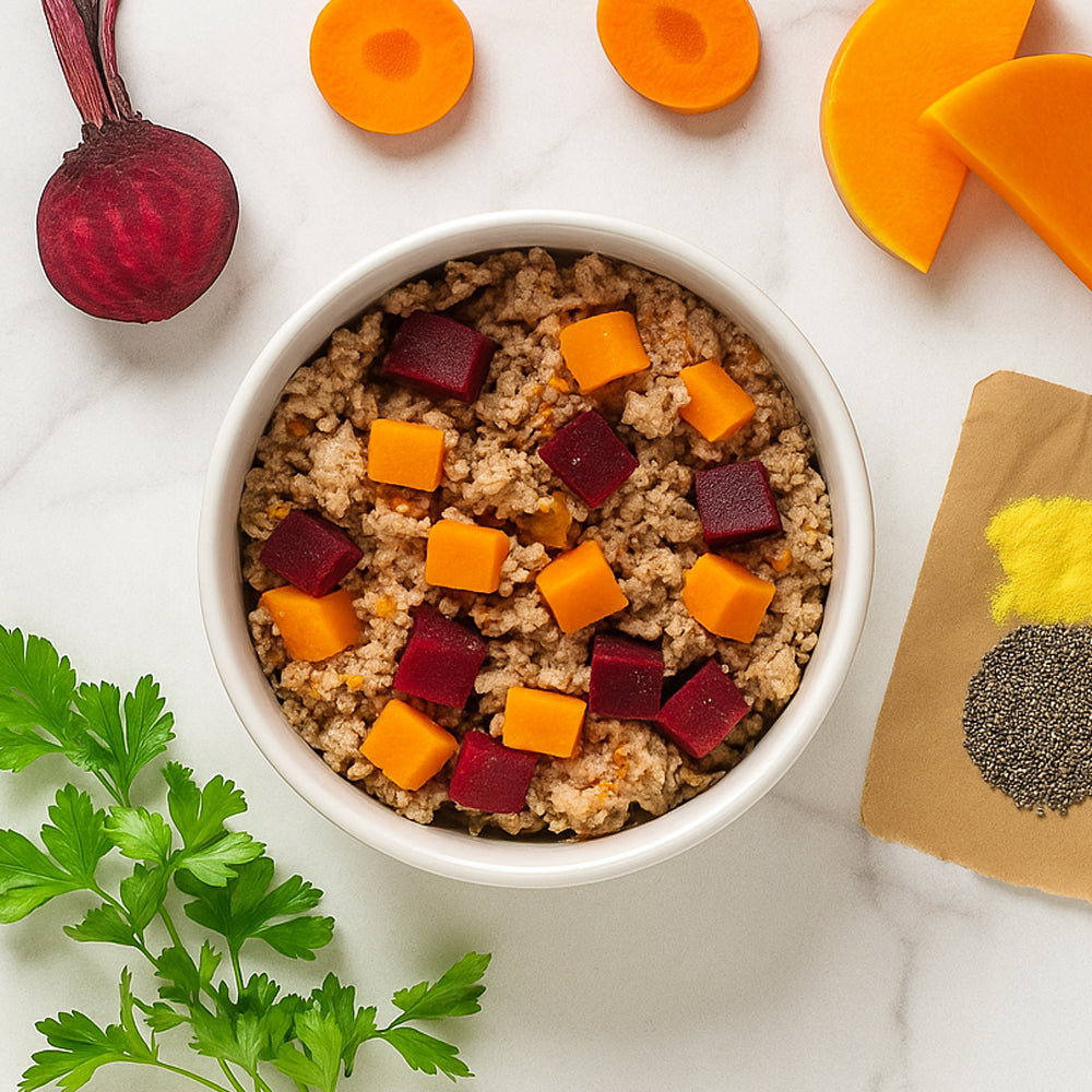 הודו עם ירקות ועשבי תיבול אוכל כלבים > מזון טבעי Biodog