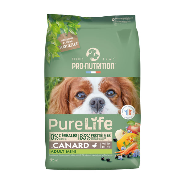 Grain-free food for small breed dogs over one year of age with fish and duck 2 kilograms