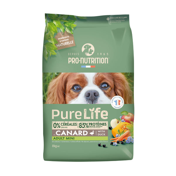 Grain-free food for small breed dogs over one year of age with fish and duck 8 kilograms