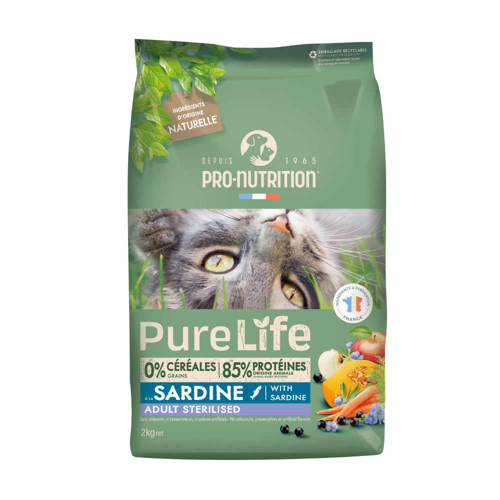 Sterilized grain-free cat food with duck and sardines 2 kilograms