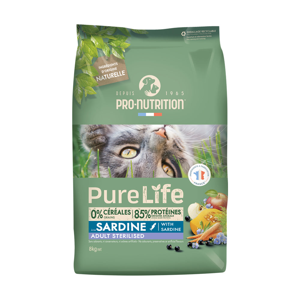 Sterilized grain-free cat food with duck and sardines 8 kilograms