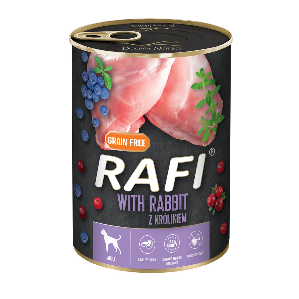 Canned rabbit dog food