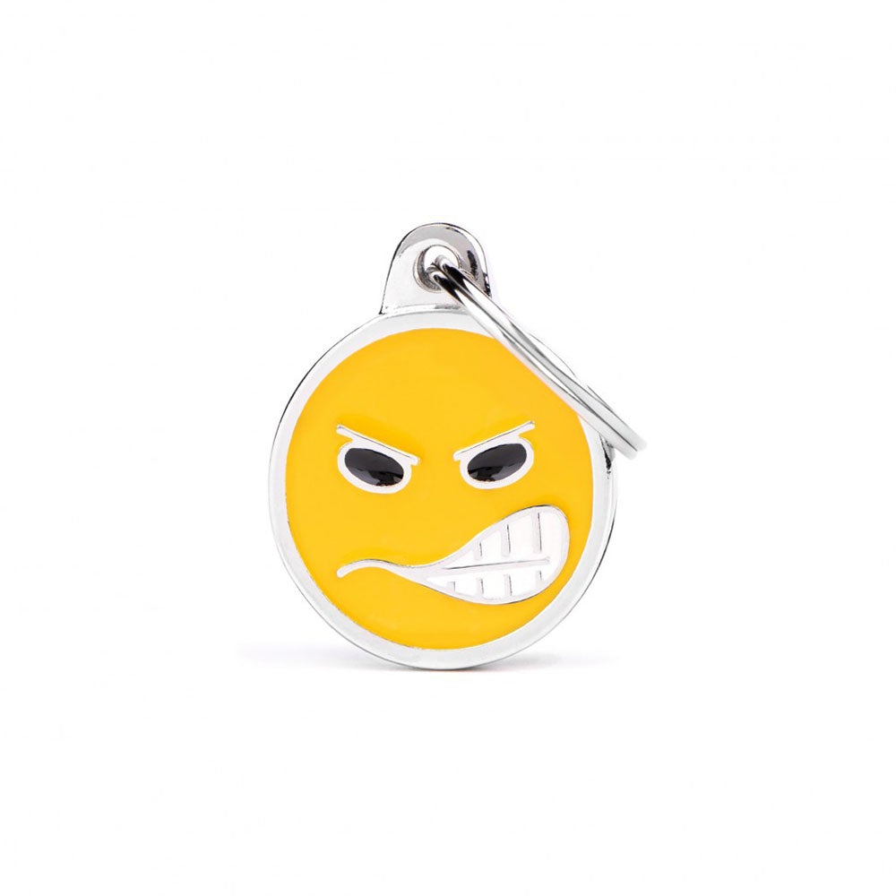 תג שם לכלב עם חריטה צארמס EMOTICON ANGRY-CH11