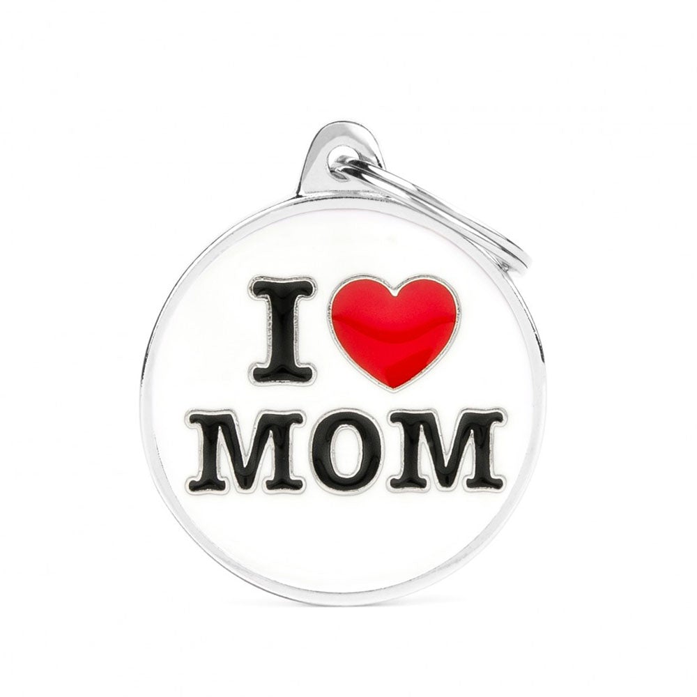 תג שם לכלב עם חריטה צארמס I LOVE MOM-CH17