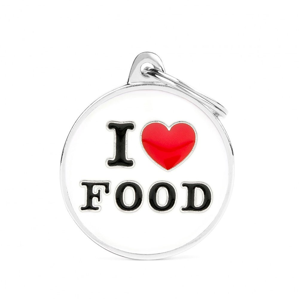 תג שם לכלב עם חריטה צארמס I LOVE FOOD-CH17